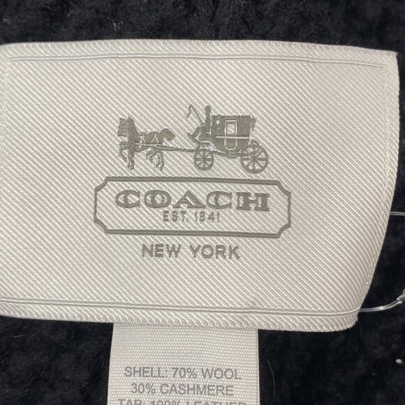 Coach Black Wool & Cashmere chunky Cable Knit fisherman Infinity Scarf neutral - Picture 3 of 10